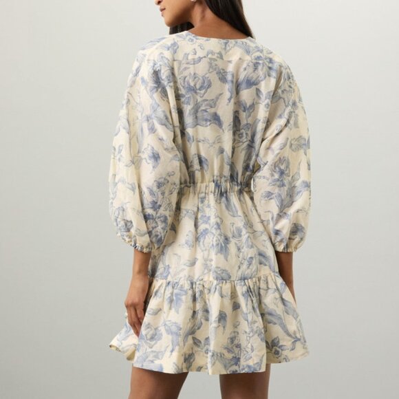 SANDRO Josella Blue Floral Dress Size 34 - Picture 4 of 8